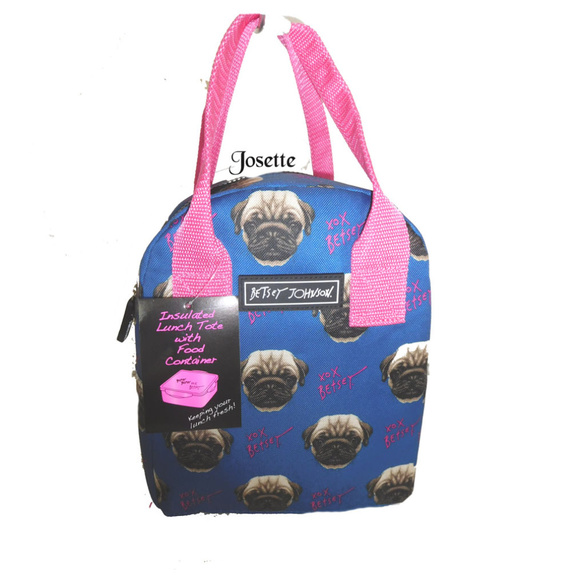 betsey johnson pug lunch bag